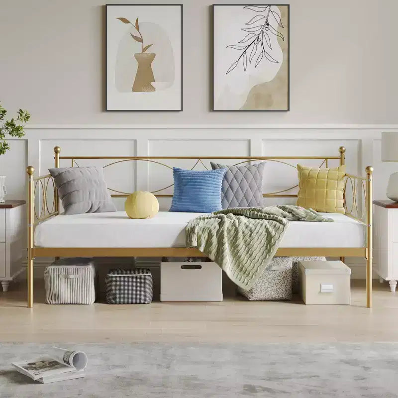 Lit de repos gigogne - Lit de repos jumeau avec gigogne, cadre de canapé en métal avec support de lattes en acier - Lit de repos multifonctionnel pour chambre à coucher, chambre d'amis