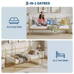 Lit de repos gigogne - Lit de repos jumeau avec gigogne, cadre de canapé en métal avec support de lattes en acier - Lit de repos multifonctionnel pour chambre à coucher, chambre d'amis