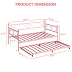 Lit de repos gigogne - Lit de repos jumeau avec gigogne, cadre de canapé en métal avec support de lattes en acier - Lit de repos multifonctionnel pour chambre à coucher, chambre d'amis