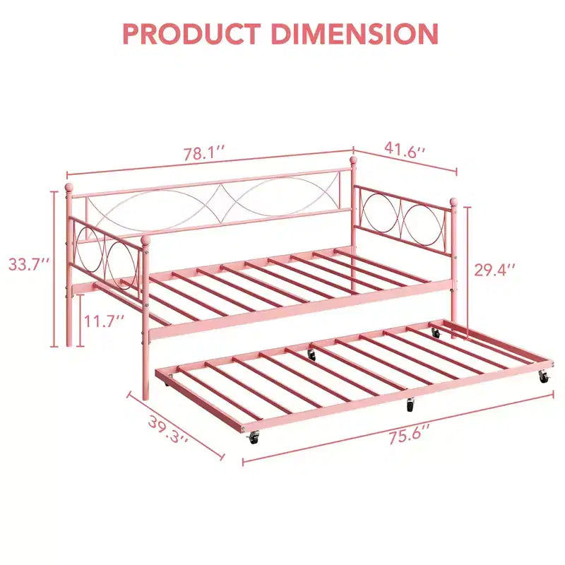 Lit de repos gigogne - Lit de repos jumeau avec gigogne, cadre de canapé en métal avec support de lattes en acier - Lit de repos multifonctionnel pour chambre à coucher, chambre d'amis
