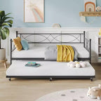 Lit de repos gigogne - Lit de repos jumeau avec gigogne, cadre de canapé en métal avec support de lattes en acier - Lit de repos multifonctionnel pour chambre à coucher, chambre d'amis