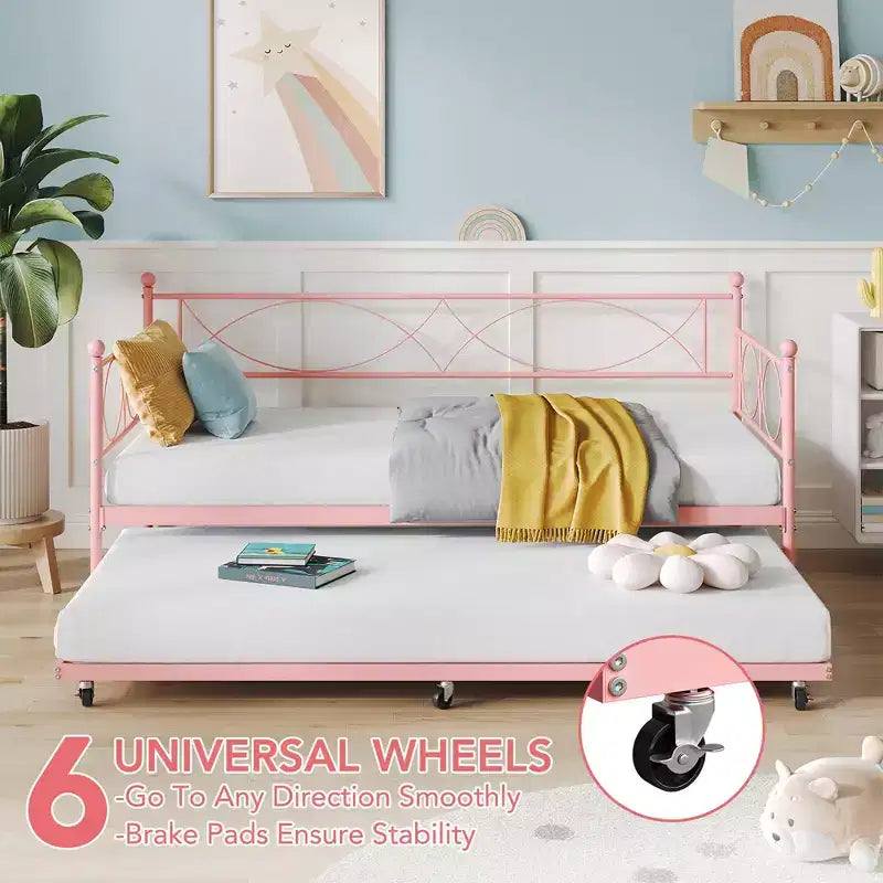 Lit de repos gigogne - Lit de repos jumeau avec gigogne, cadre de canapé en métal avec support de lattes en acier - Lit de repos multifonctionnel pour chambre à coucher, chambre d'amis