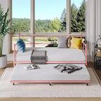 Lit de repos gigogne - Lit de repos jumeau avec gigogne, cadre de canapé en métal avec support de lattes en acier - Lit de repos multifonctionnel pour chambre à coucher, chambre d'amis