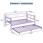 Lit de repos gigogne - Lit de repos jumeau avec gigogne, cadre de canapé en métal avec support de lattes en acier - Lit de repos multifonctionnel pour chambre à coucher, chambre d'amis