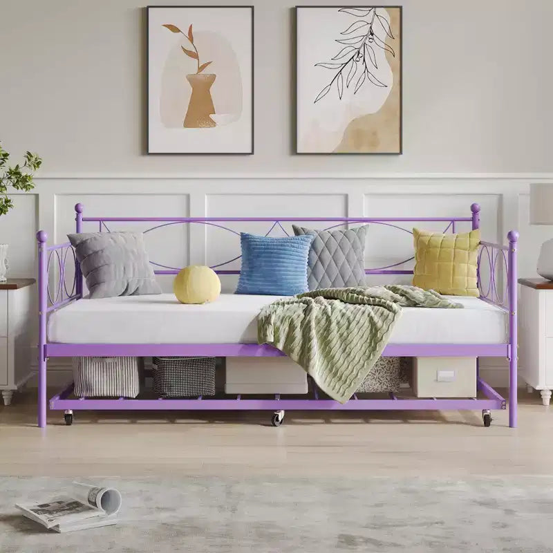 Lit de repos gigogne - Lit de repos jumeau avec gigogne, cadre de canapé en métal avec support de lattes en acier - Lit de repos multifonctionnel pour chambre à coucher, chambre d'amis