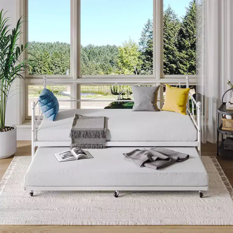 Lit de repos gigogne - Lit de repos jumeau avec gigogne, cadre de canapé en métal avec support de lattes en acier - Lit de repos multifonctionnel pour chambre à coucher, chambre d'amis