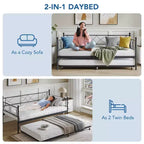 Lit de repos gigogne - Lit de repos jumeau avec gigogne, cadre de canapé en métal avec support de lattes en acier - Lit de repos multifonctionnel pour chambre à coucher, chambre d'amis