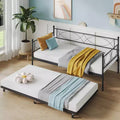 Trundle Daybed Set  Twin Daybed with Trundle, Metal Sofa Bed Frame with Steel Slat Support  Multifunctional Daybed for Bedroom, Guest Room