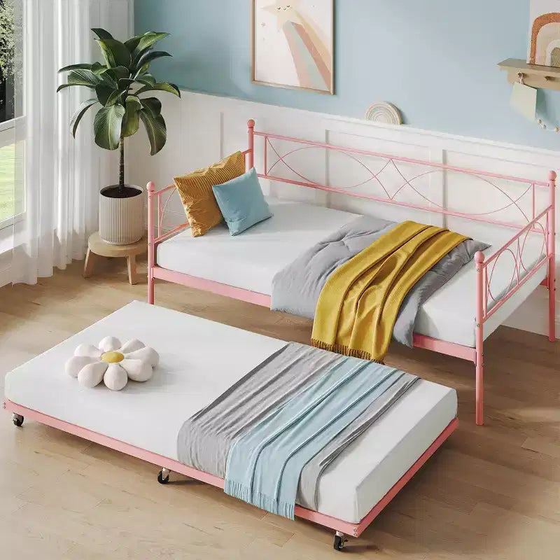 Lit de repos gigogne - Lit de repos jumeau avec gigogne, cadre de canapé en métal avec support de lattes en acier - Lit de repos multifonctionnel pour chambre à coucher, chambre d'amis