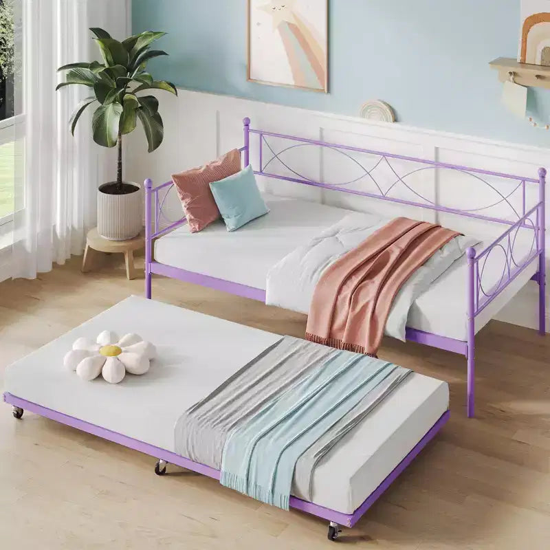 Lit de repos gigogne - Lit de repos jumeau avec gigogne, cadre de canapé en métal avec support de lattes en acier - Lit de repos multifonctionnel pour chambre à coucher, chambre d'amis