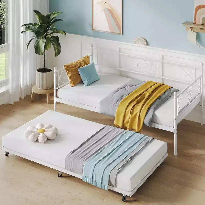 Lit de repos gigogne - Lit de repos jumeau avec gigogne, cadre de canapé en métal avec support de lattes en acier - Lit de repos multifonctionnel pour chambre à coucher, chambre d'amis