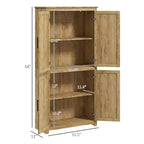 Armoire de cuisine haute de 162,5 cm avec 4 portes en rotin, 4 étagères et une étagère réglable