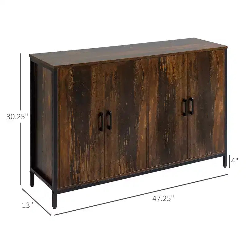 Buffet Bahut Industriel avec Portes, Meuble de Rangement Cuisine Bar avec Étagères Réglables