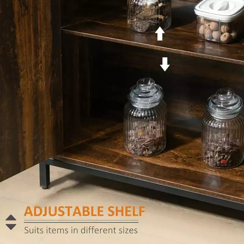 Buffet Bahut Industriel avec Portes, Meuble de Rangement Cuisine Bar avec Étagères Réglables