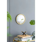 MAYEERTY D11 Miroir rond, miroir circulaire avec cadre en fer pour salon, chambre à coucher, coiffeuse, entrée, couloir, or
