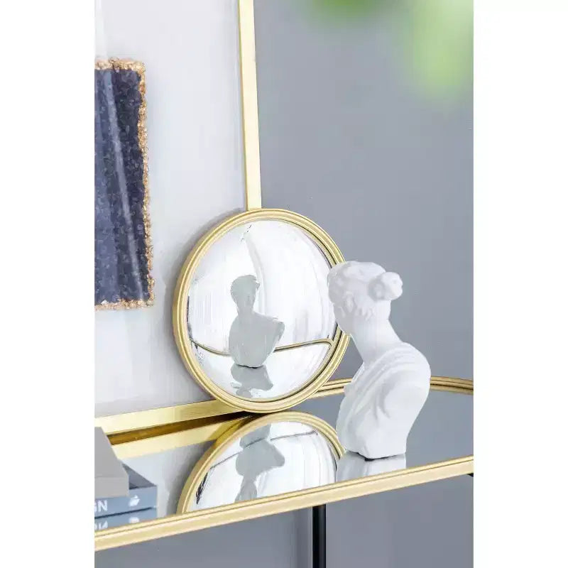 MAYEERTY D11 Miroir rond, miroir circulaire avec cadre en fer pour salon, chambre à coucher, coiffeuse, entrée, couloir, or