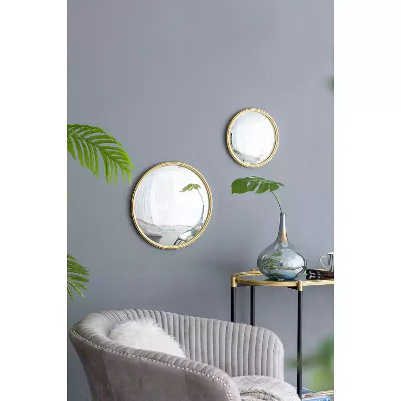MAYEERTY D11 Miroir rond, miroir circulaire avec cadre en fer pour salon, chambre à coucher, coiffeuse, entrée, couloir, or