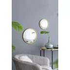 MAYEERTY D11 Miroir rond, miroir circulaire avec cadre en fer pour salon, chambre à coucher, coiffeuse, entrée, couloir, or