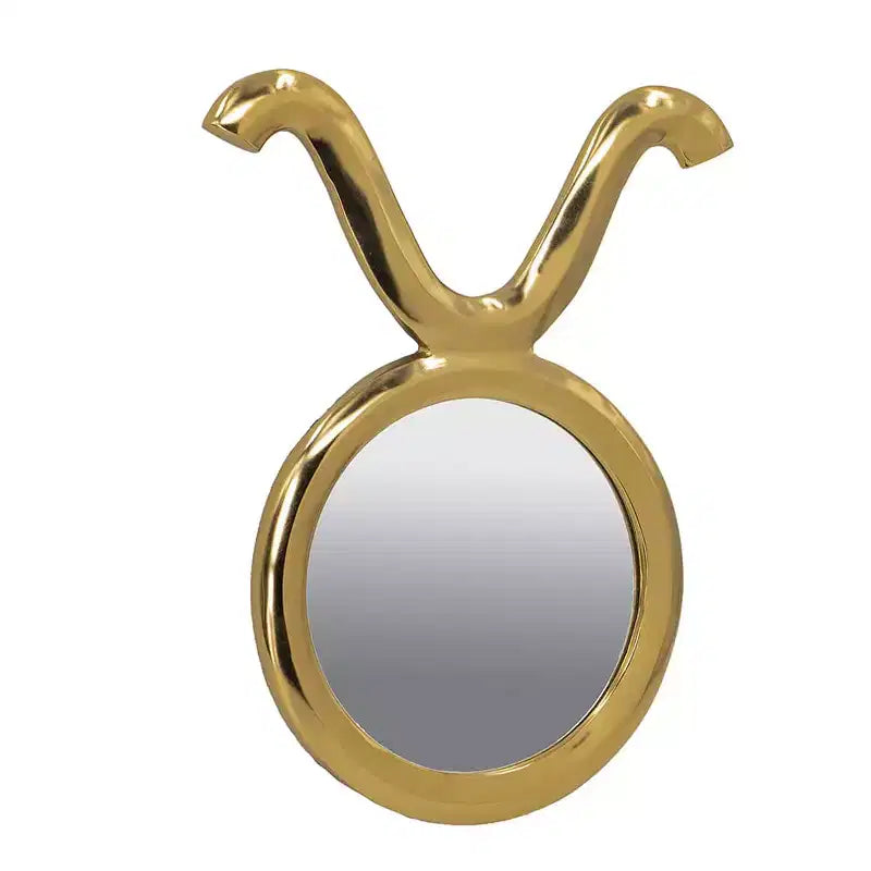 MAYEERTY Miroir mural rond moderne de 12,5 x 16 po avec cadre en aluminium, décoration murale pour entrée, salon, couloir, doré