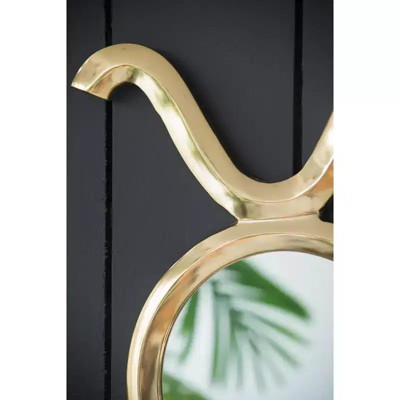 MAYEERTY Miroir mural rond moderne de 12,5 x 16 po avec cadre en aluminium, décoration murale pour entrée, salon, couloir, doré