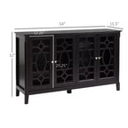 Buffet Vaisselier, Meuble de Rangement de Cuisine, Meuble d'Appoint avec Portes en Verre et Étagères Réglables
