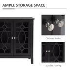 Buffet Vaisselier, Meuble de Rangement de Cuisine, Meuble d'Appoint avec Portes en Verre et Étagères Réglables