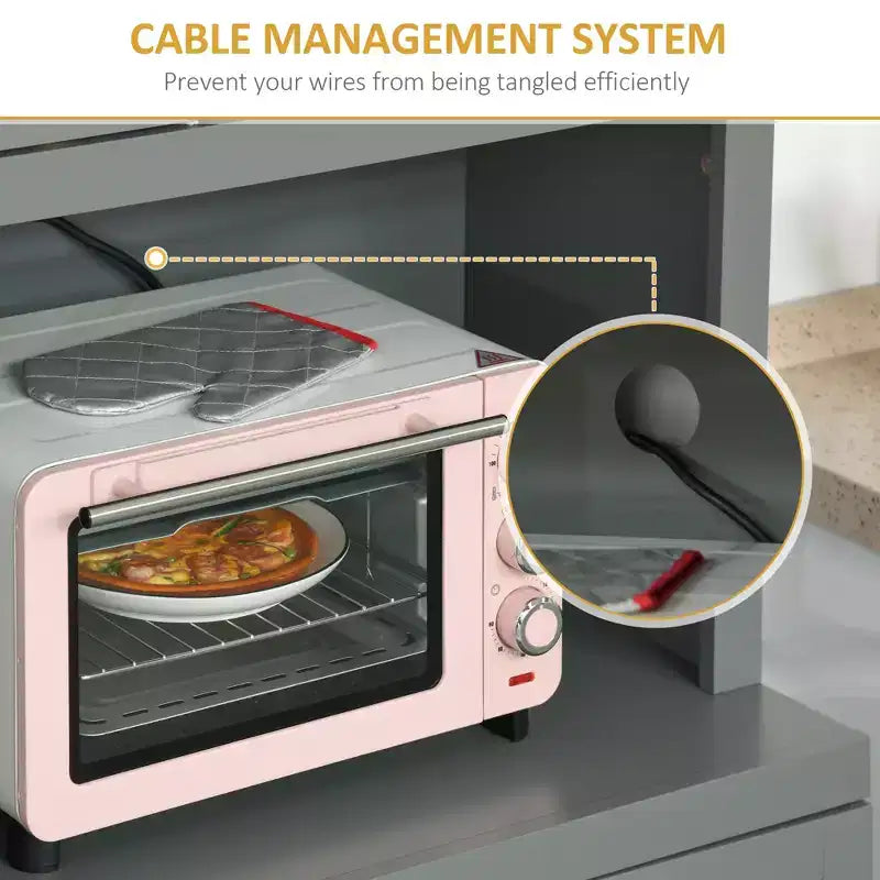 Meuble de cuisine, armoire de garde-manger de 70 po avec porte vitrée, armoire de rangement avec étagères réglables et espace pour micro-ondes pour salle à manger