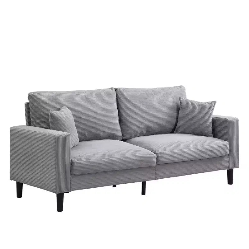MAYEERTY Canapé 3 places à cadre en bois, moderne et confortable, avec revêtement en tissu, pour salon et chambre, gris clair