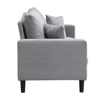 MAYEERTY Canapé 3 places à cadre en bois, moderne et confortable, avec revêtement en tissu, pour salon et chambre, gris clair
