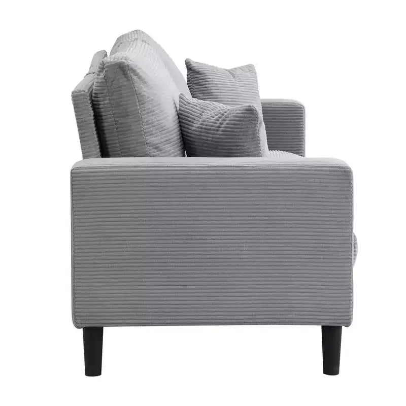 MAYEERTY Canapé 3 places à cadre en bois, moderne et confortable, avec revêtement en tissu, pour salon et chambre, gris clair
