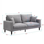 MAYEERTY Canapé 3 places à cadre en bois, moderne et confortable, avec revêtement en tissu, pour salon et chambre, gris clair