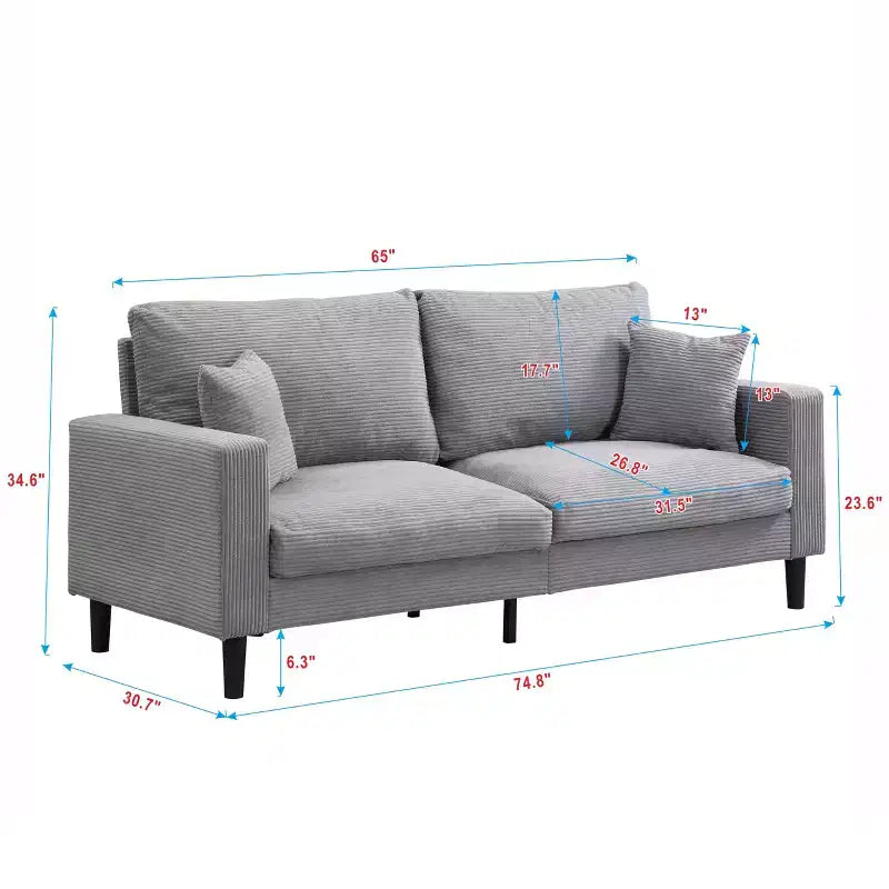 MAYEERTY Canapé 3 places à cadre en bois, moderne et confortable, avec revêtement en tissu, pour salon et chambre, gris clair