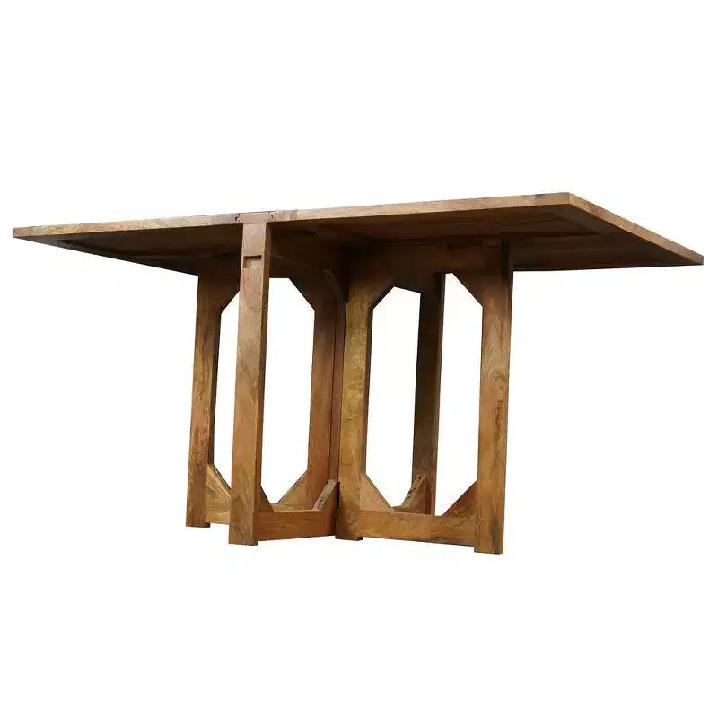Table à manger rectangulaire Royal Hampton de 62 pouces, en bois de manguier naturel fabriqué à la main avec fermetures magnétiques