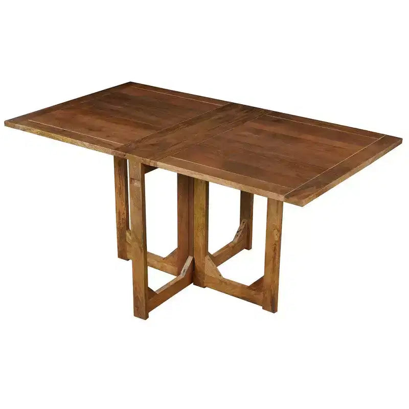 Table à manger rectangulaire Royal Hampton de 62 pouces, en bois de manguier naturel fabriqué à la main avec fermetures magnétiques