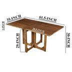 Table à manger rectangulaire Royal Hampton de 62 pouces, en bois de manguier naturel fabriqué à la main avec fermetures magnétiques
