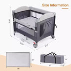 JOYMOR Parc bébé 4 en 1 avec berceau, Berceau pour nouveau-né, Parc de jeu portable pour bébés et tout-petits (Noir)