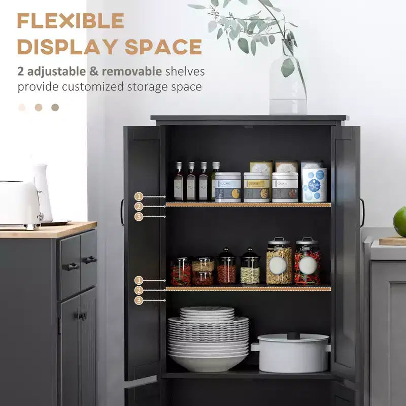 Meuble de rangement haut Accent pour cuisine avec étagères réglables et 2 portes basses
