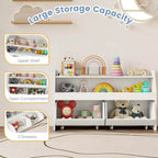 Organisateur de jouets pour enfants Costway avec 2 tiroirs mobiles et compartiment à étagère ouverte pour enfants Gris/Blanc
