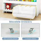 Organisateur de jouets pour enfants Costway avec 2 tiroirs mobiles et compartiment à étagère ouverte pour enfants Gris/Blanc