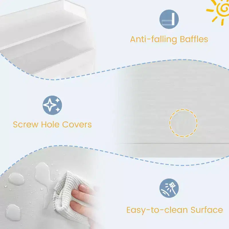 Organisateur de jouets pour enfants Costway avec 2 tiroirs mobiles et compartiment à étagère ouverte pour enfants Gris/Blanc
