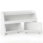 Organisateur de jouets pour enfants Costway avec 2 tiroirs mobiles et compartiment à étagère ouverte pour enfants Gris/Blanc