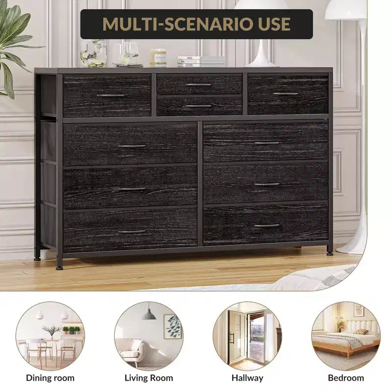 Tiroirs de rangement, commode 10 tiroirs, meuble TV moderne, espace de rangement spacieux, convient pour la chambre à coucher, le couloir, l'entrée