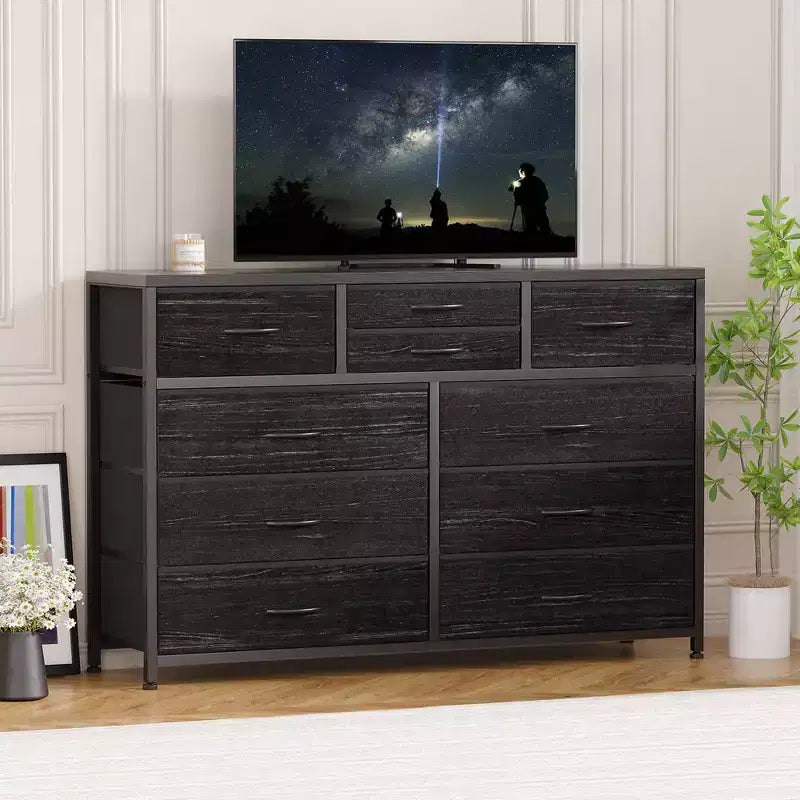 Tiroirs de rangement, commode 10 tiroirs, meuble TV moderne, espace de rangement spacieux, convient pour la chambre à coucher, le couloir, l'entrée