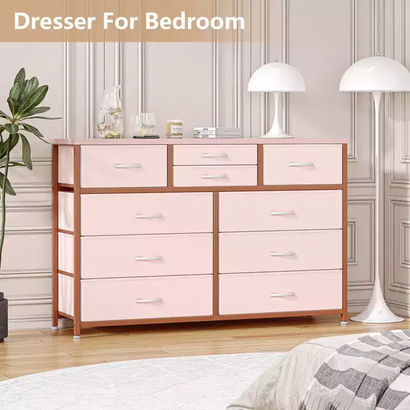 Tiroirs de rangement, commode 10 tiroirs, meuble TV moderne, espace de rangement spacieux, convient pour la chambre à coucher, le couloir, l'entrée