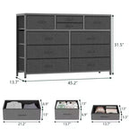 Tiroirs de rangement, commode 10 tiroirs, meuble TV moderne, espace de rangement spacieux, convient pour la chambre à coucher, le couloir, l'entrée