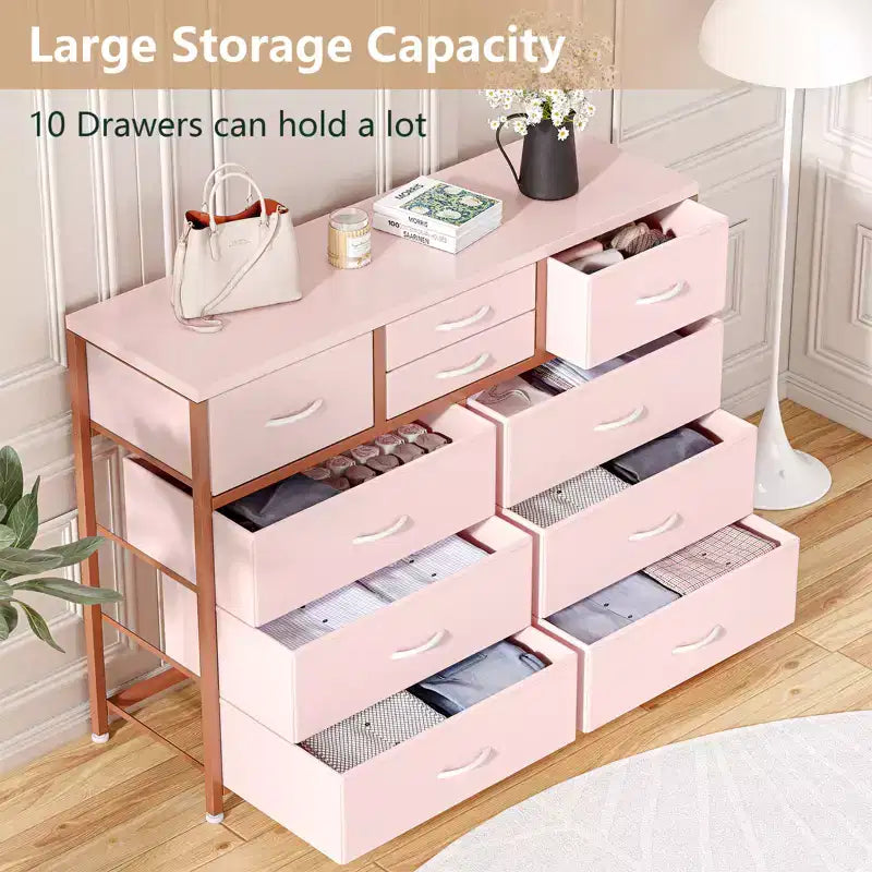 Tiroirs de rangement, commode 10 tiroirs, meuble TV moderne, espace de rangement spacieux, convient pour la chambre à coucher, le couloir, l'entrée