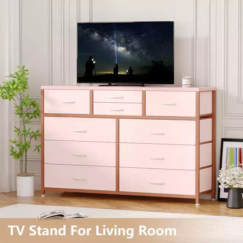 Tiroirs de rangement, commode 10 tiroirs, meuble TV moderne, espace de rangement spacieux, convient pour la chambre à coucher, le couloir, l'entrée