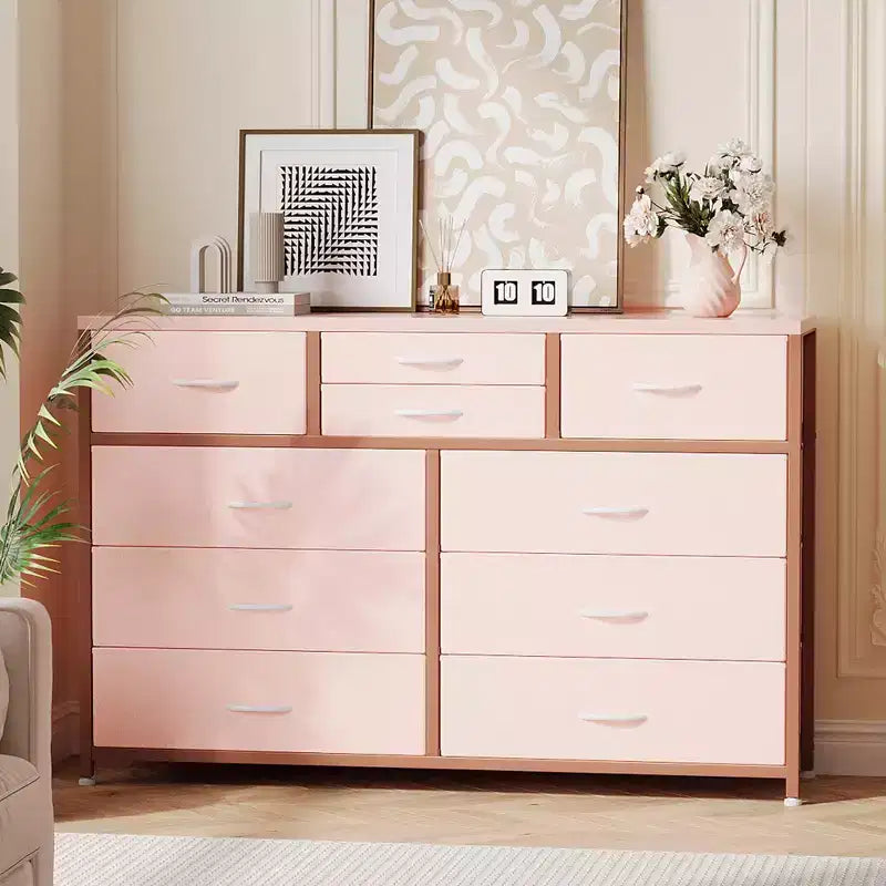 Tiroirs de rangement, commode 10 tiroirs, meuble TV moderne, espace de rangement spacieux, convient pour la chambre à coucher, le couloir, l'entrée