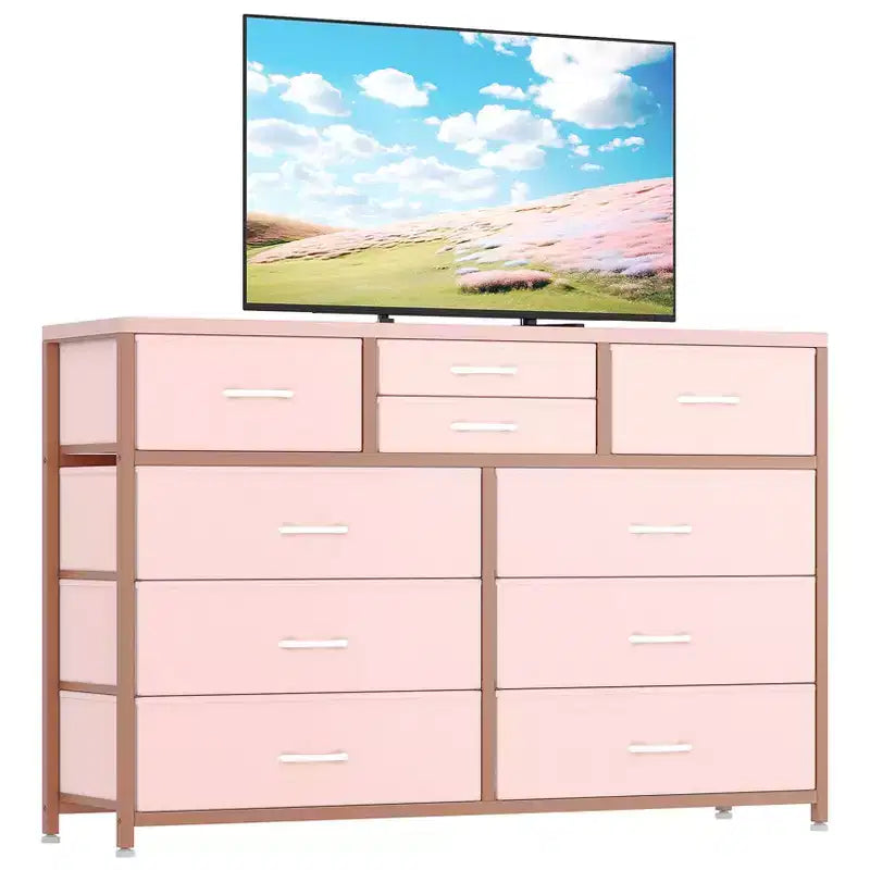 Tiroirs de rangement, commode 10 tiroirs, meuble TV moderne, espace de rangement spacieux, convient pour la chambre à coucher, le couloir, l'entrée