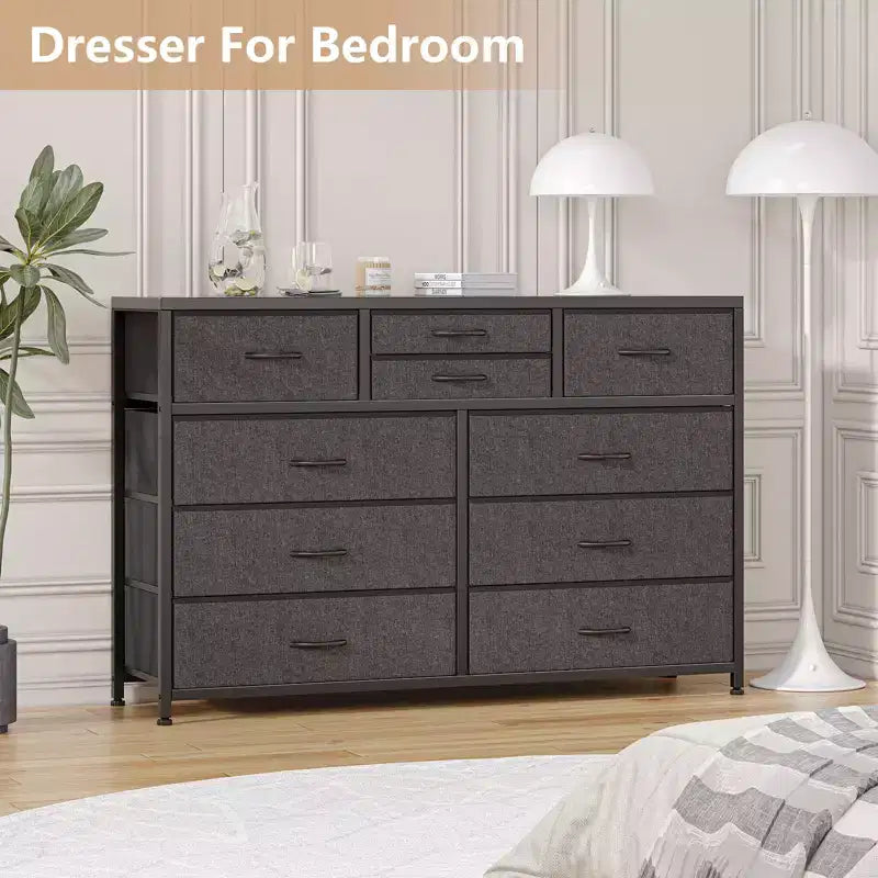 Tiroirs de rangement, commode 10 tiroirs, meuble TV moderne, espace de rangement spacieux, convient pour la chambre à coucher, le couloir, l'entrée